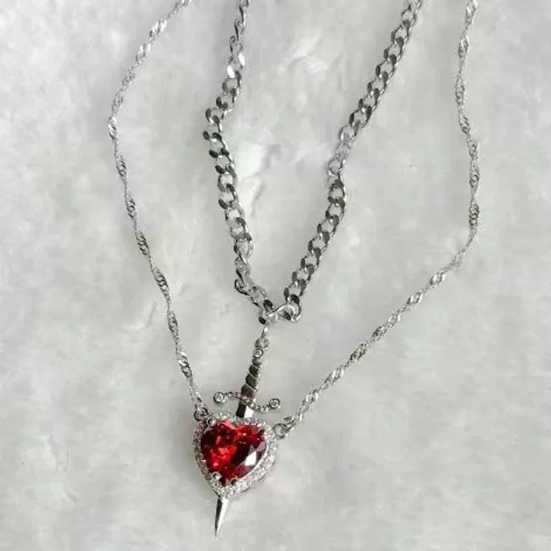 Heart and Blade Necklace Set