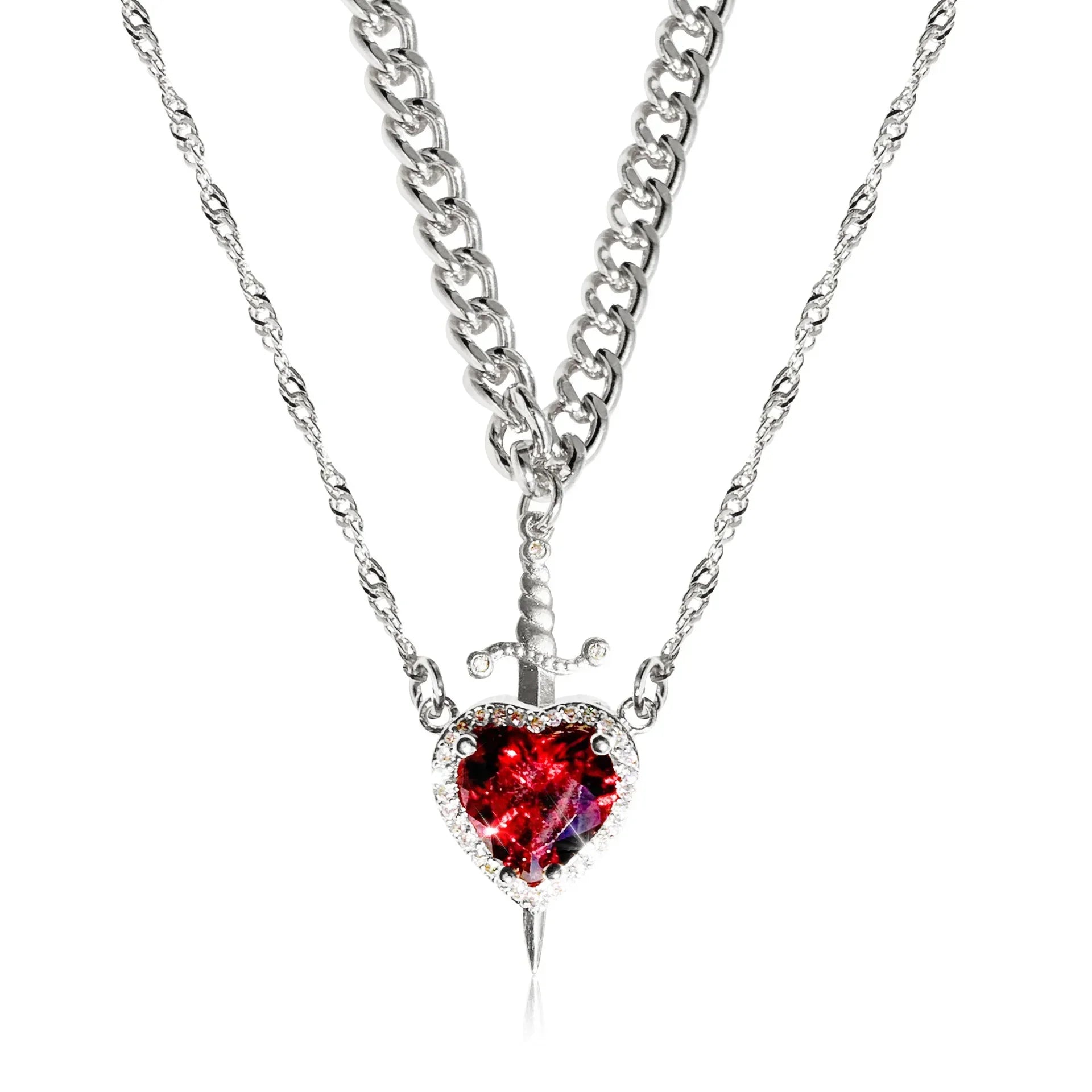 Heart and Blade Necklace Set
